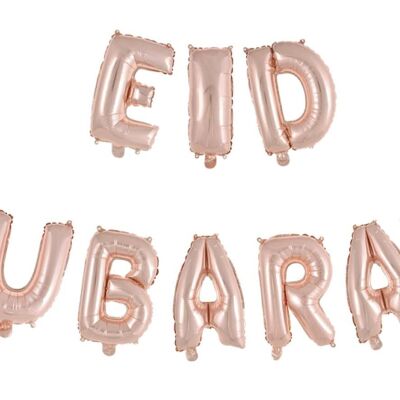 Scritta in mongolfiera 16" 'Eid Mubarak' oro rosa