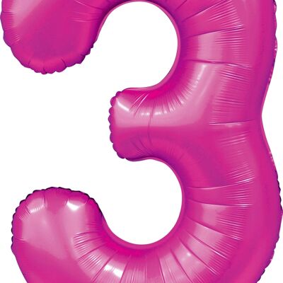 Foilballoon 34" no. 3 satin hotpink