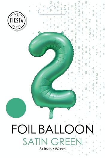 Ballon aluminium 34" n° 2 vert satiné 2