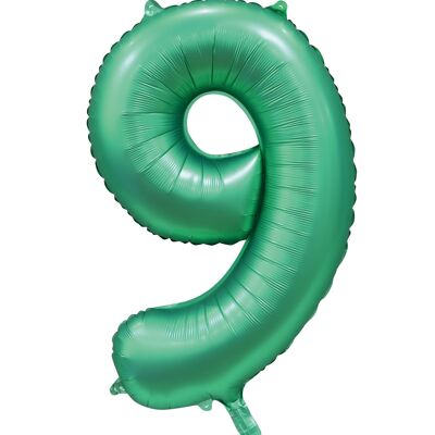 Ballon aluminium 34" n° 9 vert satiné