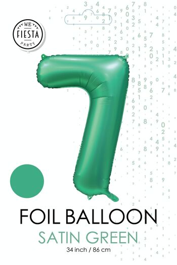 Ballon aluminium 34" n° 7 vert satiné 2