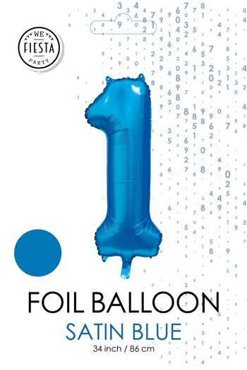 Ballon aluminium 34" n° 1 bleu satiné 2