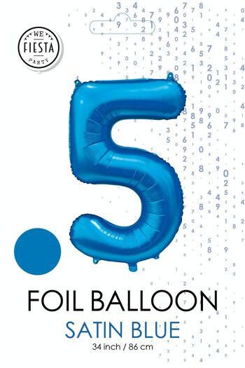Ballon aluminium 34" n° 5 bleu satiné 2
