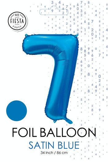 Ballon aluminium 34" n° 7 bleu satiné 2