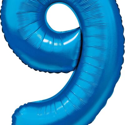 Foilballoon 34" nº 9 azul satinado