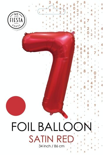 Ballon aluminium 34" n° 7 rouge satiné 2