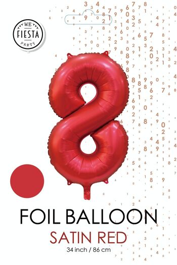 Ballon aluminium 34" n° 8 rouge satiné 2