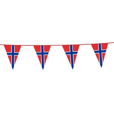 Wimpelkette aus PE, 10 m, Flaggengröße Norwegen: 20 x 30 cm