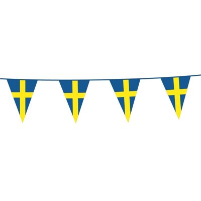 Bunting PE 10m Sweden size flags: 20x30cm