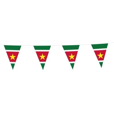 Wimpelkette aus PE, 10 m, Suriname-Flaggengröße: 20 x 30 cm