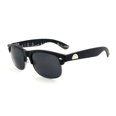 East Village Classic 'Tyson' Gafas de sol retro en caucho negro mate con horizonte interior