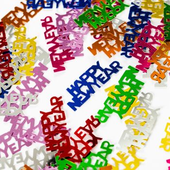 Confettis de table 14 grammes - Texte multicolore "Happy New Year" 1