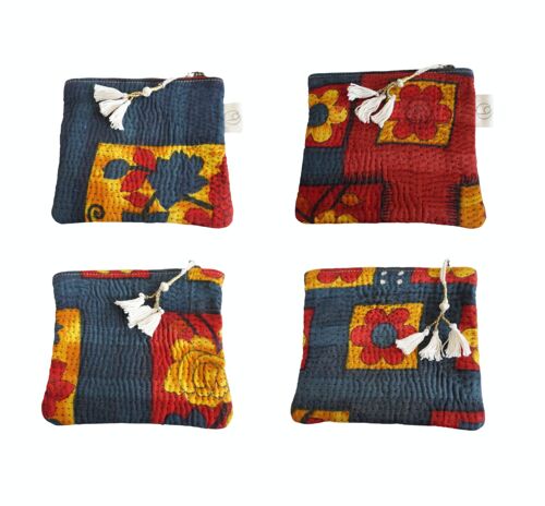 Set de 4 pochettes en kantha N°46