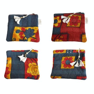 Set de 4 pochettes en kantha N°46