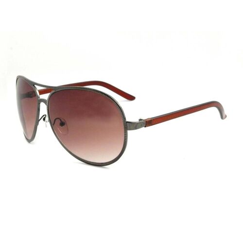 East Village Beveled Edge 'Jagger' Aviator Sunglasses Gunmetal & Crystal Brown