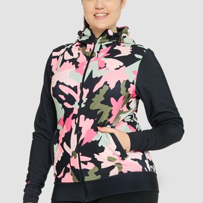 ENERGY - Sweat-shirt technique avec capuche col. Fleur de camouflage