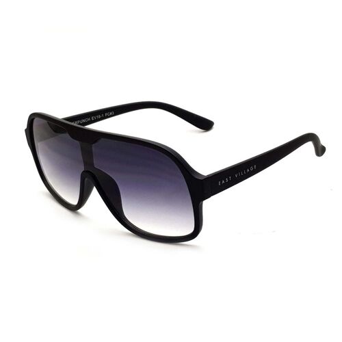 East Village 'Suckerpunch' Sunglasses Matt Black With Gradiated Smoke Lens