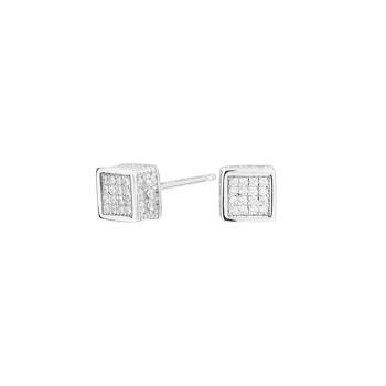 Boucles d'oreilles Cube carré en argent 1