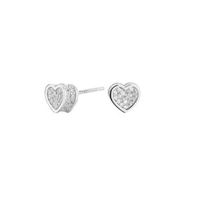 Cube Heart Silver Earrings