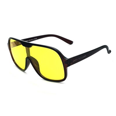 East Village 'Suckerpunch' Sonnenbrille Kristallbraun mit gelben Gläsern