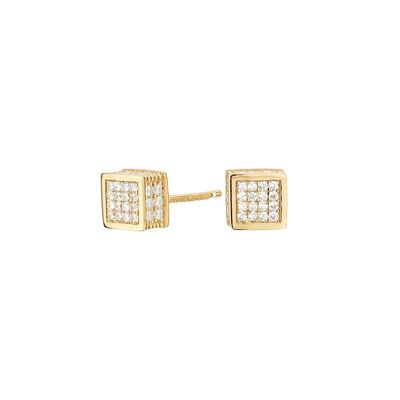 Gold Plated Square Cube Earrings