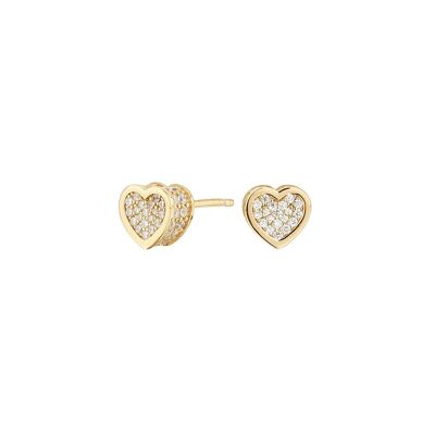 Cube Heart Gold Plated Earrings
