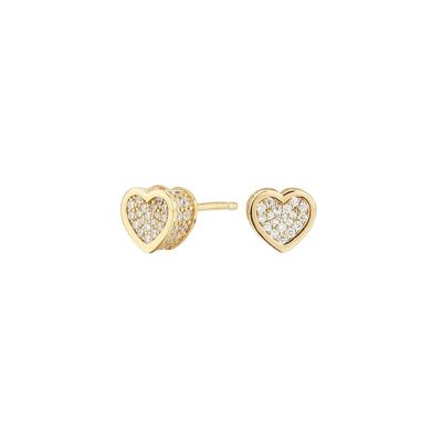 Pendientes Cube Corazón Bañado en Oro