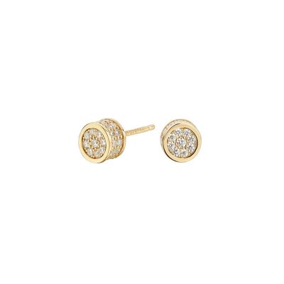 Cube Circle Gold Plated Earrings