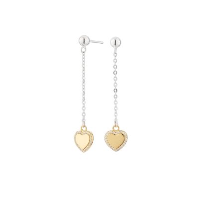 Long Bicolor Heart Cube Earrings