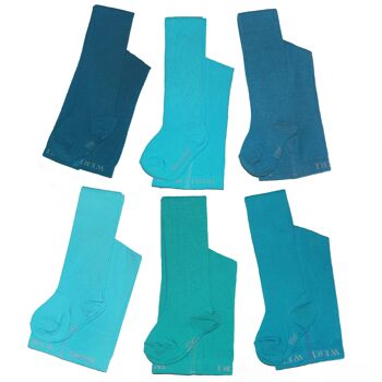 Collants Coton Enfant >>Bleu Azur<< Uni coton doux 3