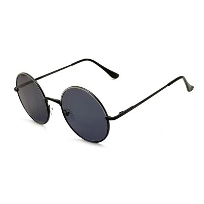 East Village 'Journeyman' Runde Sonnenbrille aus Metall in Schwarz-Weiß mit getönten Gläsern