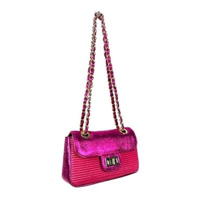 Borsa a spalla in rafia e pelle metallizzata. Promo Heat Fashion