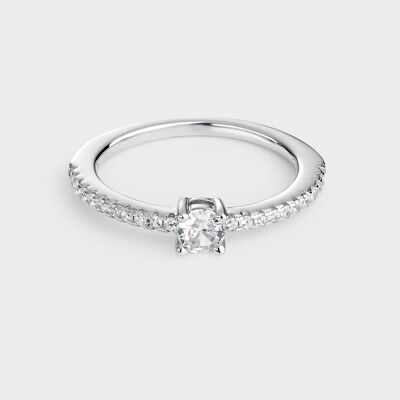 Silver pavé solitaire ring with zircons