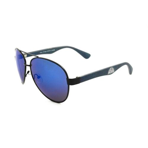East Village 'Caine' Metal Frame Aviator Sunglasses With Blue Temples
