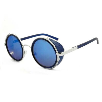 East Village – 'Freeman' – Runde Sonnenbrille mit Seitenschild in Blau