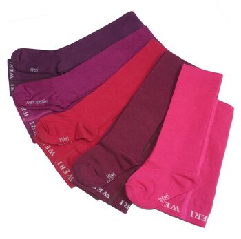 Collants en coton pour enfants >>Rouge vin<< Couleur unie UNI 2