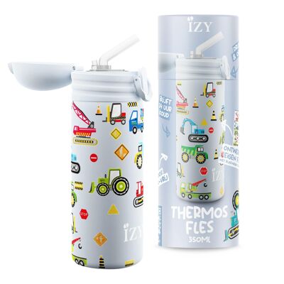 IZY - Isothermische Trinkflasche für Kinder - Maschinen - Blau - 350 ml