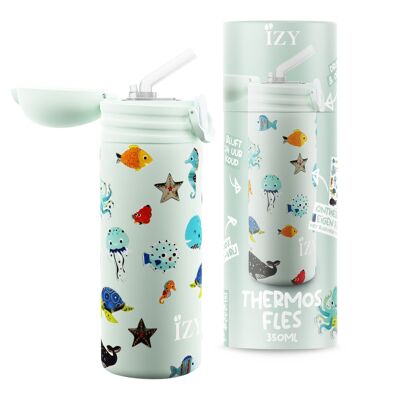 IZY - Bottiglia termica per bambini - Animali marini - Verde - 350 ml