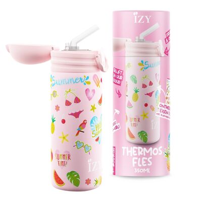 IZY - Bottiglia termica per bambini - Estate - Rosa - 350 ml