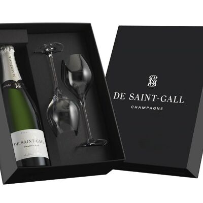 Kiste Saint-Gall Blanc de Blancs Premier Cru mit 2 Gläsern