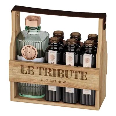 Gin Le Tribute wooden case with 6 tonics