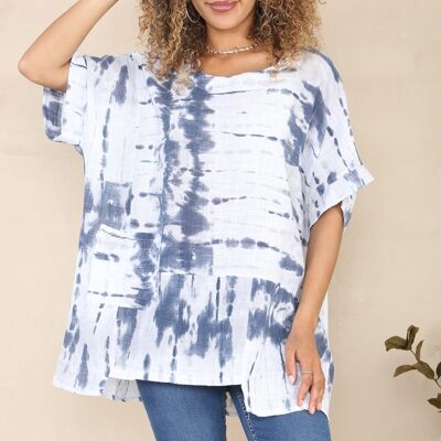 Asymmetric tie dye summer top