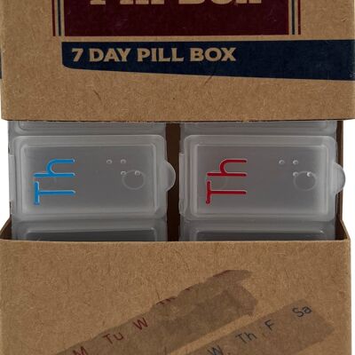 Pill Box (Pack of 2), 14 Day Pill Box, Pill Organiser, Travel Pill Box, Portable Tablets Organiser, Weekly Pill Box