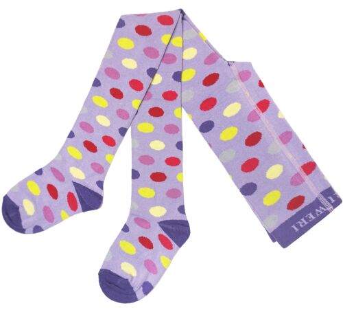 Cotton Tights for Children Polka Dot >>Lilac and Red<<