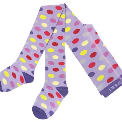 Cotton Tights for Children Polka Dot >>Lilac and Red<<