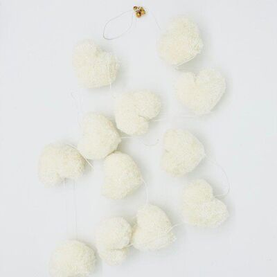 sustainable hearts pom pom garland - off white - L1.90cm - handmade in Nepal