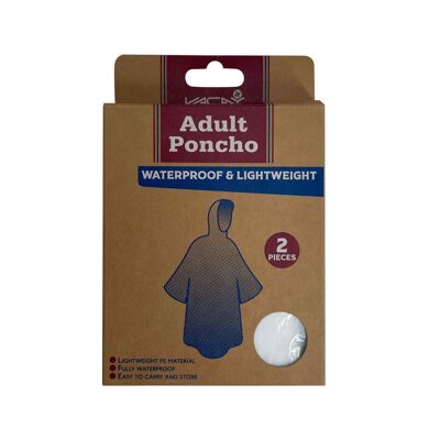 Adult Poncho Pack of 2, Adult Waterproof Poncho, Lightweight Rain Poncho, Portable Waterproof Rain Protection