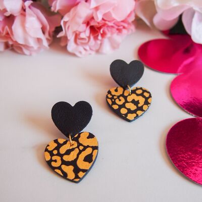 Leopard Power Heart Earrings