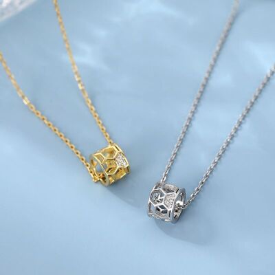Diamond Honeycomb Necklace - Sterling Silver