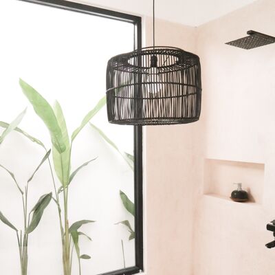 Black rattan lampshade Rattan lamp ceiling lamp LIKU Handmade from natural fibers (2 sizes)